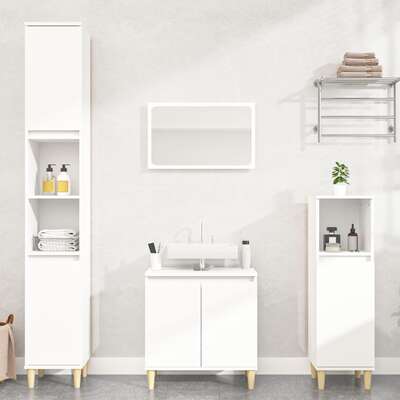 Contemporary 4-Pcs White Engineered Wooden Bath Set