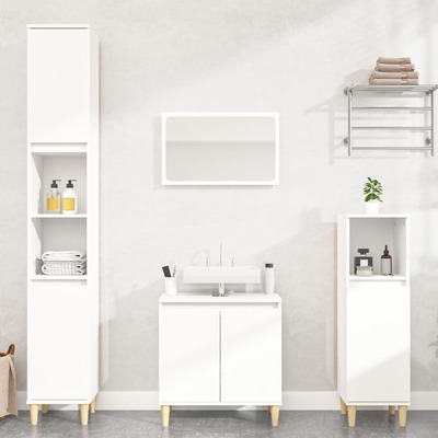 Contemporary 3-Part White Engineered Wooden Bath Set