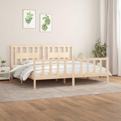 Majestic Slumber: Headboarded King Size Pine Wood Bed Frame