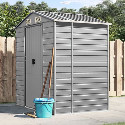 Light Grey Galvanised Steel Garden Shed for Stylish and Durable 