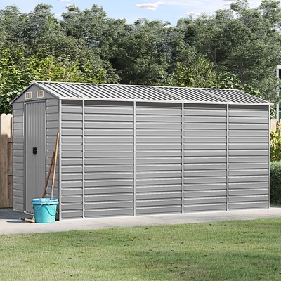 Sleek Serenity: Light Grey Galvanised Steel Garden Shed