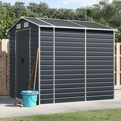 Galvanised Steel Garden Shed Anthracite 191x215cm | EXTG