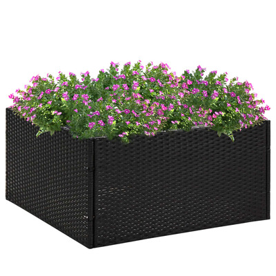 Garden Planter Black Poly Rattan