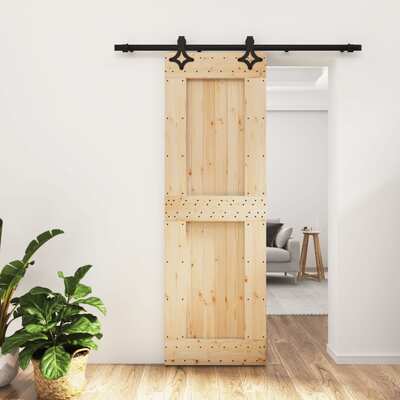 Sliding Door with Hardware Set - Solid Wood Pine