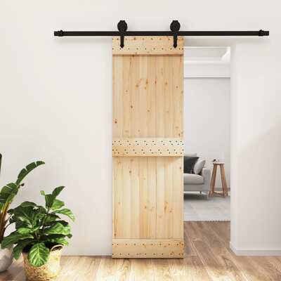 Sliding Door with Hardware Set Solid Wood  Pine