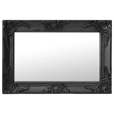 Wall Mirror Baroque Style Black