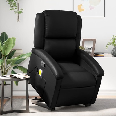 Massage Recliner Chair Black Faux Leather