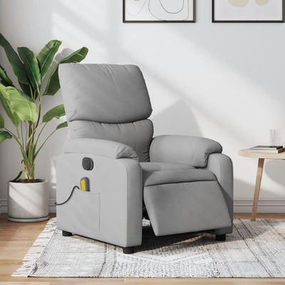 Light Grey Fabric-Electric Massage Recliner Chair