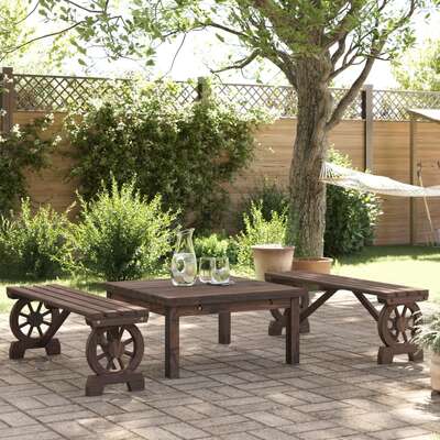 Space Saving Garden Benches 2 pcs Solid Garden Gathering Evening 