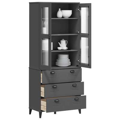 Stylish & Durable Highboard VIKEN Stylish Anthracite Grey Solid Wood Pine