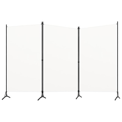 3-Panel Room Divider Cream Fabric