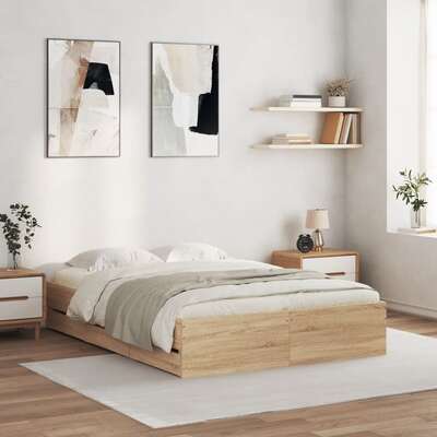 Bed Frame with Drawers Sonoma Oak Engineered Wood  Double