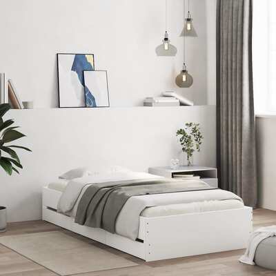 Bed Frame with Drawers White Single