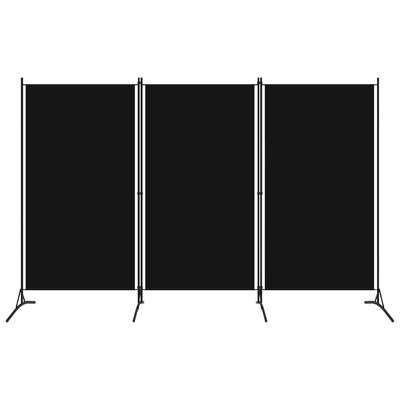 3-Panel Room Divider Black Fabric