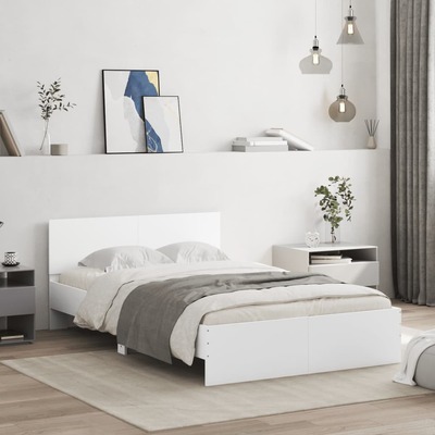 Bed Frame with Headboard White Double