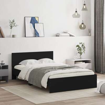 Bed Frame with Headboard Black  Double