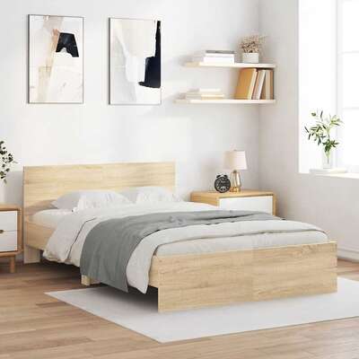 Bed Frame with Headboard Sonoma Oak Double
