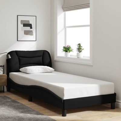 Bed Frame with Headboard Black Fabric Single
