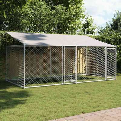 Large Galvanised Steel Dog Cage Roof Outdoor | EXTG