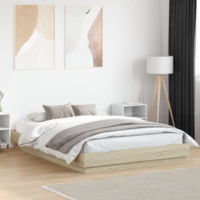 Bed Frame Sonoma Oak - Engineered Wood Queen Size