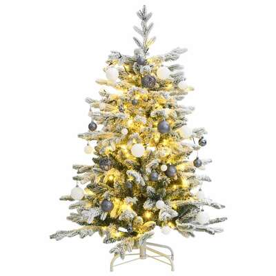 Artificial Hinged Christmas Tree with 150 LEDs and Ball Set Xmas Tree