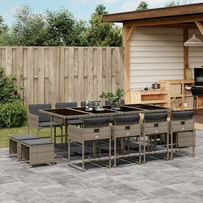 13 Piece Garden Dining Set with Cushions Grey