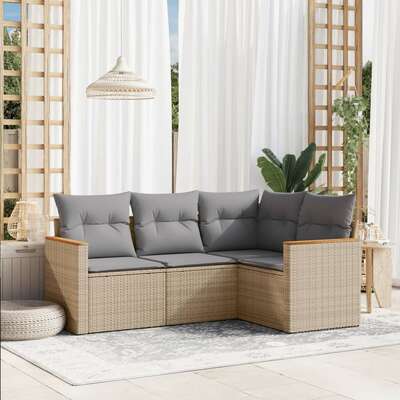 Space Saving 4 Piece Garden Sofa Set Home Decor Accent Outdoor Living 