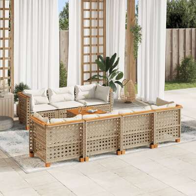 Garden Sofa Set with Cushions Modular Sofa 8 Piece Black Poly Rattan