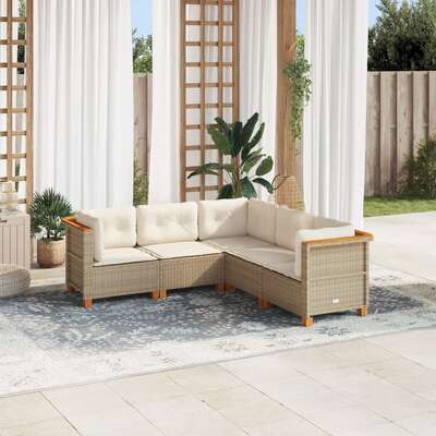 Garden Sofa Set with Cushions Modular Sofa 3 Piece Mix Beige Poly Rattan