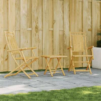Functional 3 Piece Bistro Set Bamboo Outdoor Retreat Patio Relax 