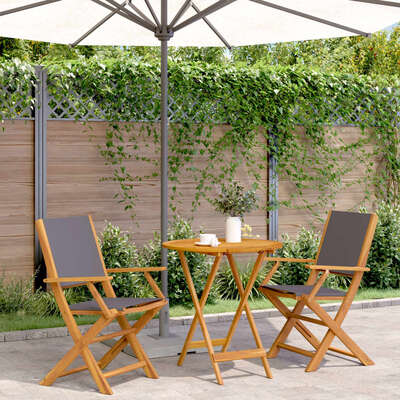 Space Saving 3 Piece Bistro Set Anthracite Relaxing Seating Summer 