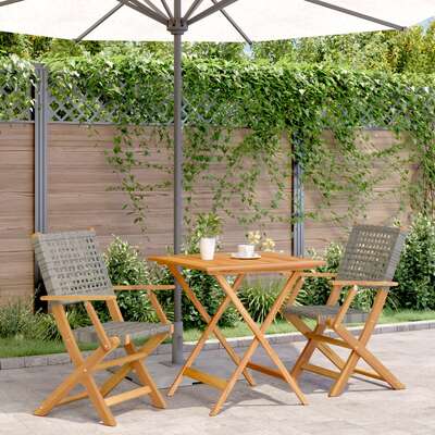 Functional 3 Piece Bistro Set Grey Garden Gathering Urban Style 