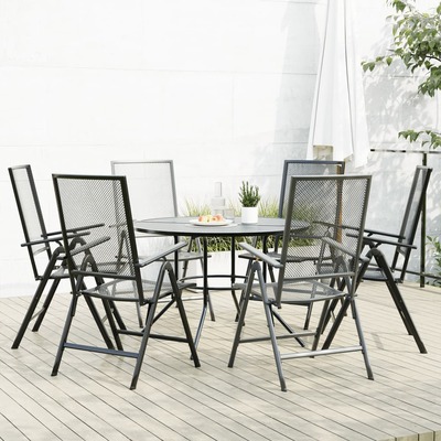 Stylish 7-Piece Reclining Garden Chair Set in Anthracite  Perfect for Modern Comfort