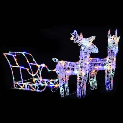 Reindeers & Sleigh Christmas Decoration 160 LEDs  Acrylic