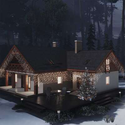 LED Curtain Icicle Lights  400 LED Warm White 8 Function