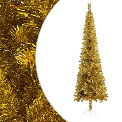 Slim Christmas Tree Gold 240 cm
