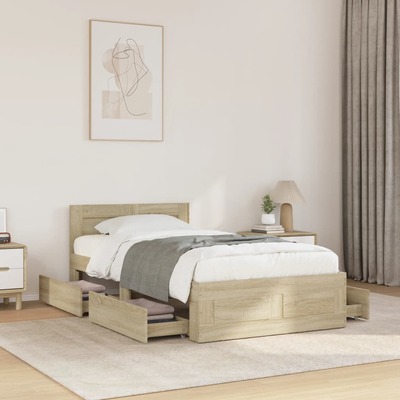 Elegant Sonoma Oak Single Size Bed Frame with Stylish Headboard