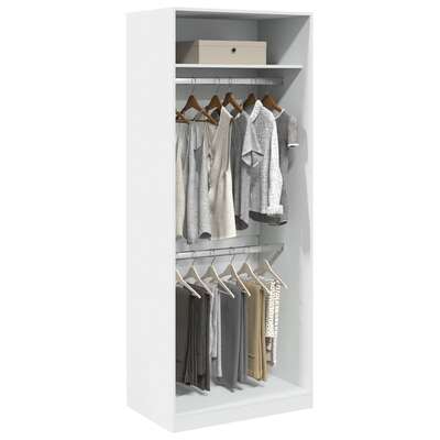 White Engineered Wood Wardrobe 2-Compartment Compact Storage Cabinet for Clothes