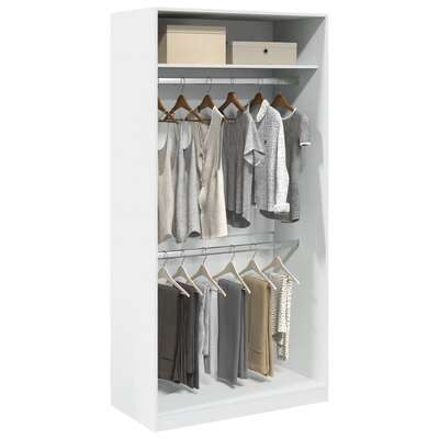 Engineered Wood Wardrobe Cabinet Freestanding Clothes Closet with Hanging Rail