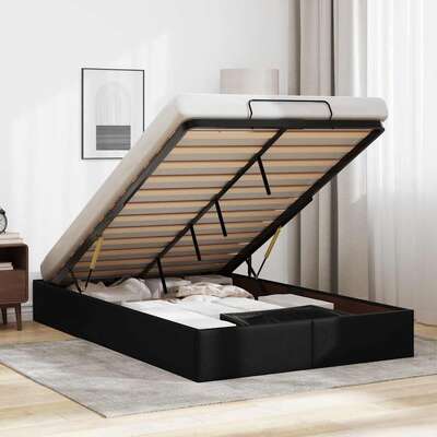 Ottoman Storage Bed Frame without Mattress Black King Single