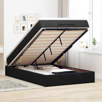 Ottoman Storage Bed Frame No Mattress Bed Base Black King Single