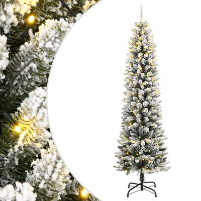 Stylish Artificial Christmas Tree with 300 LEDs and Flocked Snow Xmas Tree