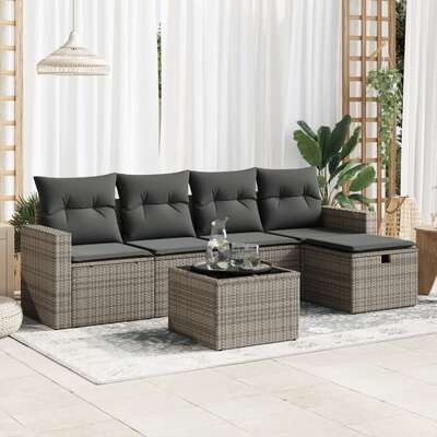 Garden Sofa Set with Cushions Modular Sofa 6 Piece Poly Rattan - Versatile and Stylish