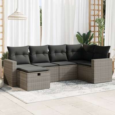 Garden Sofa Set with Cushions Modular Sofa 6 Piece Poly Rattan - Outdoor Relaxation