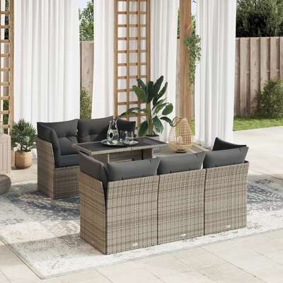 Garden Sofa Set with Cushions Modular Sofa 6 Pcs Poly Rattan - Stylish Comfort
