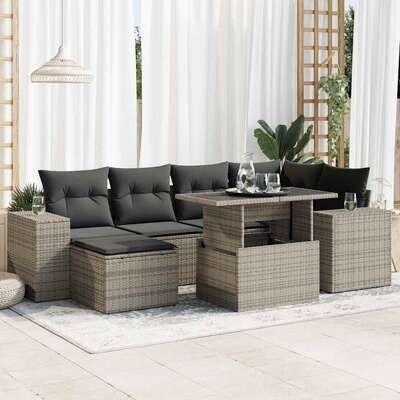 Garden Sofa Set with Cushions Modular Sofa 7 Pcs Poly Rattan - Stylish Comfort