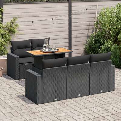 Garden Sofa Set with Cushions Modular Sofa 6 Piece Poly Rattan