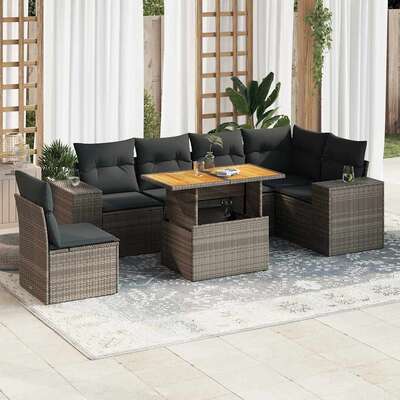 Garden Sofa Set with Cushions Modular Sofa 7 Pcs Poly Rattan - Elegant & Versatile