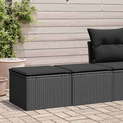 2 Piece Garden Sofa Set with Cushions Black Poly Rattan Acacia - Versatile and Stylish