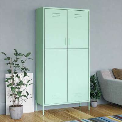 Steel Storage Wardrobe Cabinet Freestanding Clothes Organizer with Hanging Rail